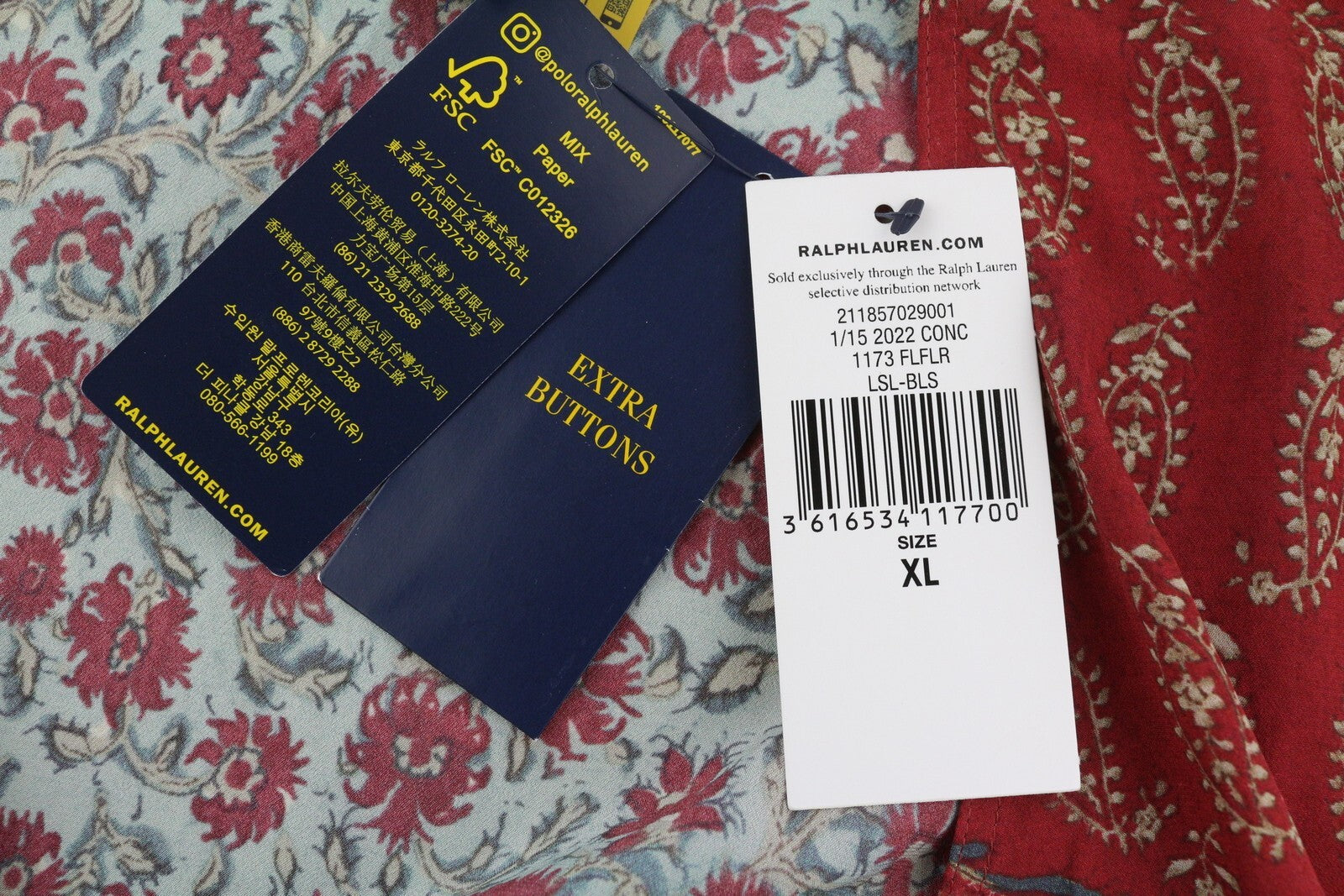 RALPH LAUREN moteriška palaidinė XL dydžio ilgomis rankovėmis, gėlėto rašto, krepinis apsiaustas RRP339 