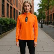 RLX RALPH LAUREN golfo moteriškas džemperis M oranžinis megztinis su puse užtrauktuko apykakle 