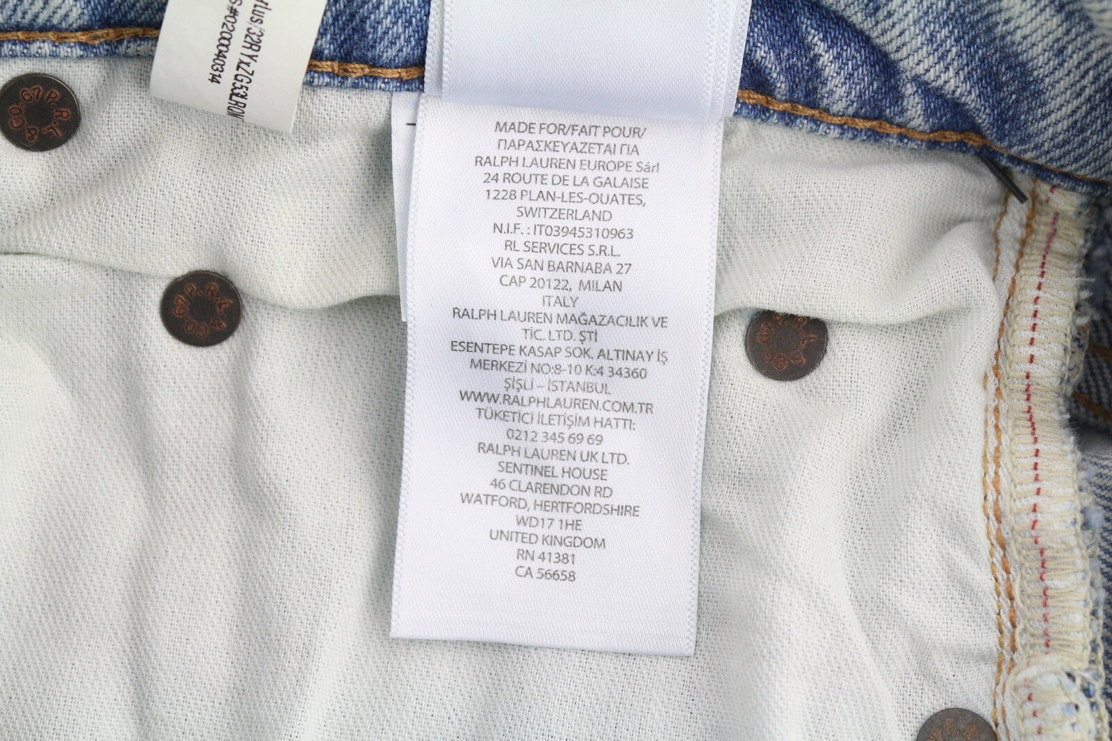 RALPH LAUREN moteriški džinsai W26 Relaxed Straight Crop Distress Painted Blue 