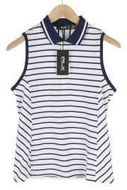 RLX RALPH LAUREN golfo moteriški marškinėliai S balti be rankovių, pritaikyto kirpimo, polo apykaklės 