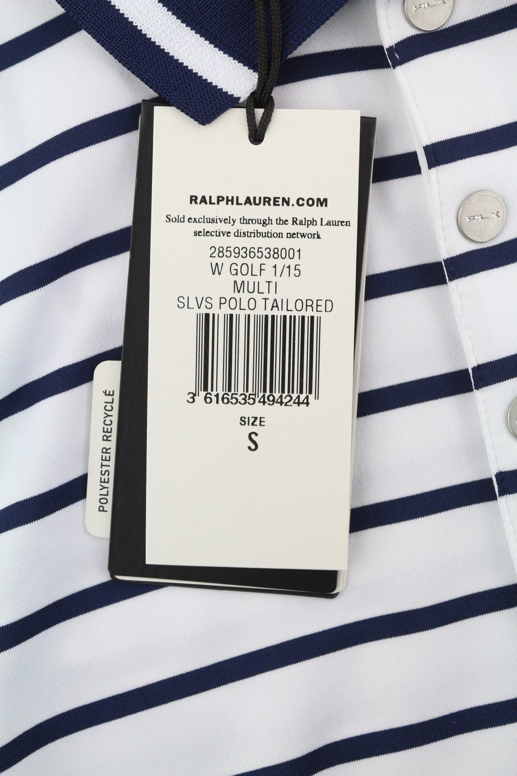 RLX RALPH LAUREN golfo moteriški marškinėliai S balti be rankovių, pritaikyto kirpimo, polo apykaklės 