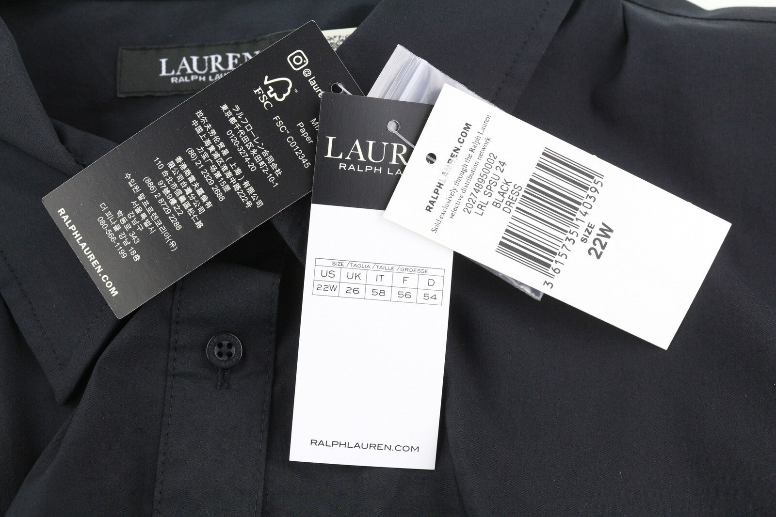 LAUREN RALPH LAUREN Finnbarr moteriška suknelė, juoda, trumpomis rankovėmis, sagomis, midi. 