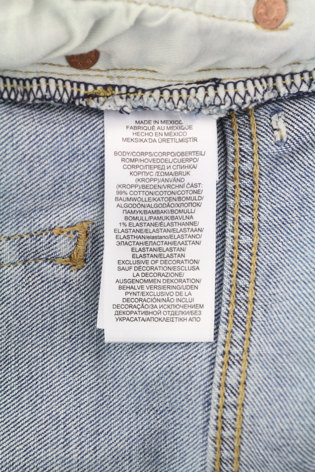 RALPH LAUREN Callen moteriški džinsai W27 skalbtos mėlynos spalvos aukštu liemeniu, ploni, su sagomis 