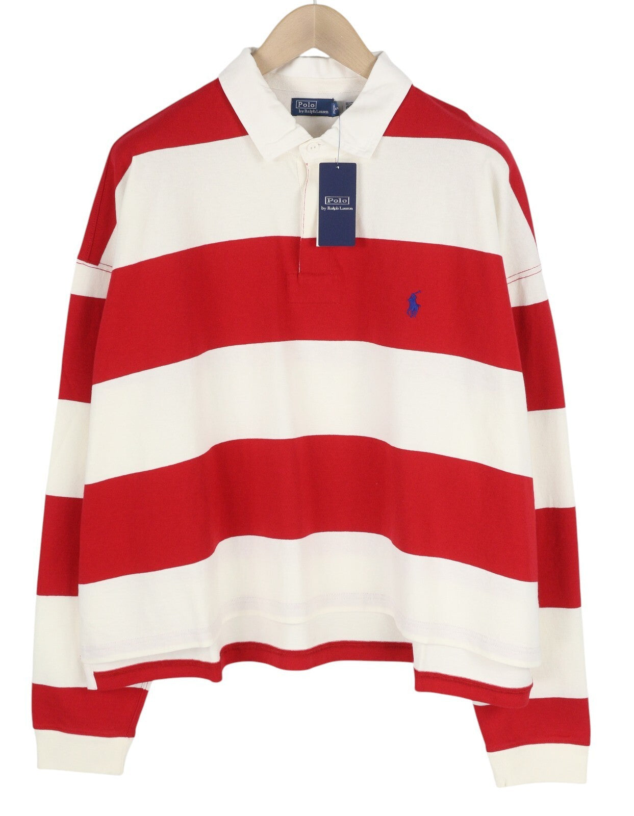 RALPH LAUREN moteriškas megztinis 2XL dryžuotas raudonas regbio marškinėliai polo megztinis