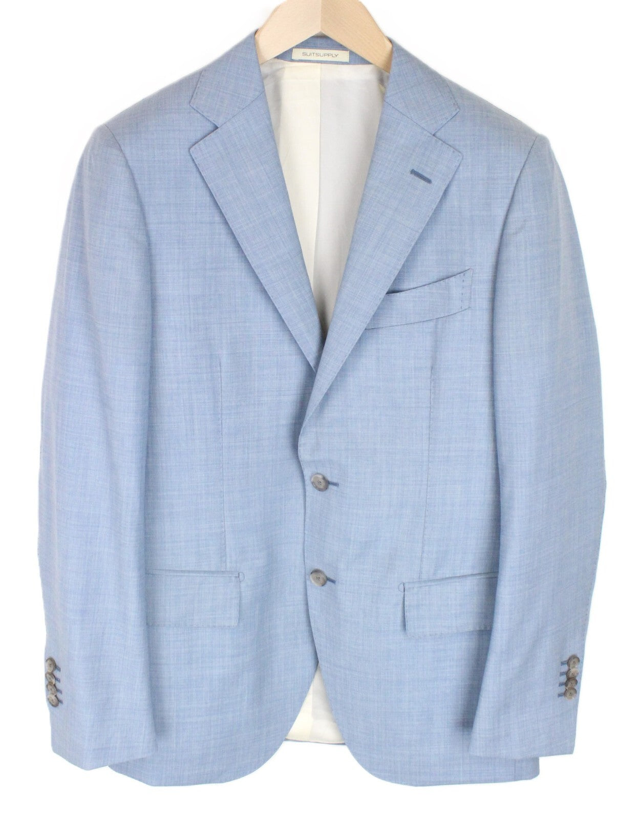 SUITSUPPLY Lazio Men's Suit UK36R Slim Wool Melange Light Blue 2-Piece