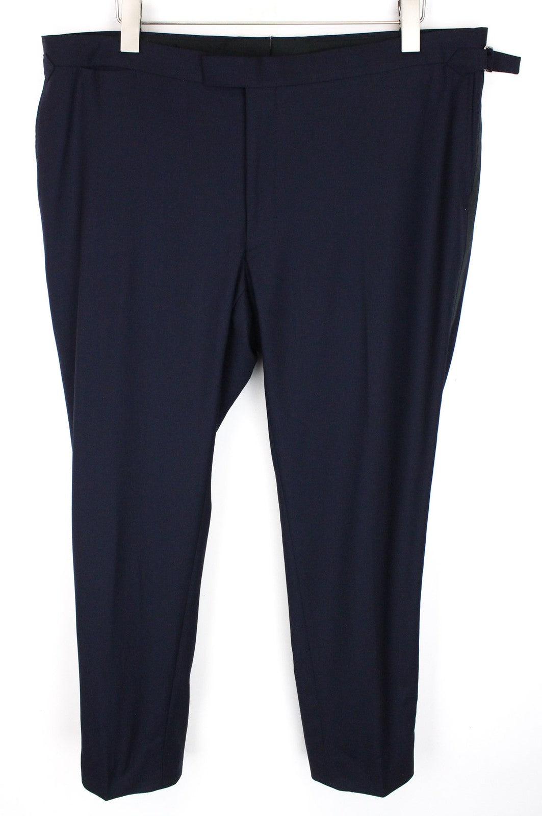 SUITSUPPLY Lazio vyriškos kelnės UK48R plonos vilnonės drobės mėlynos plokščio priekio oficialios 