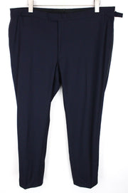 SUITSUPPLY Lazio vyriškos kelnės UK48R plonos vilnonės drobės mėlynos plokščio priekio oficialios 