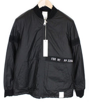 REPLAY Men's Jacket L Black Bomber Patched Zip-Up Ribbed Lined High Neck