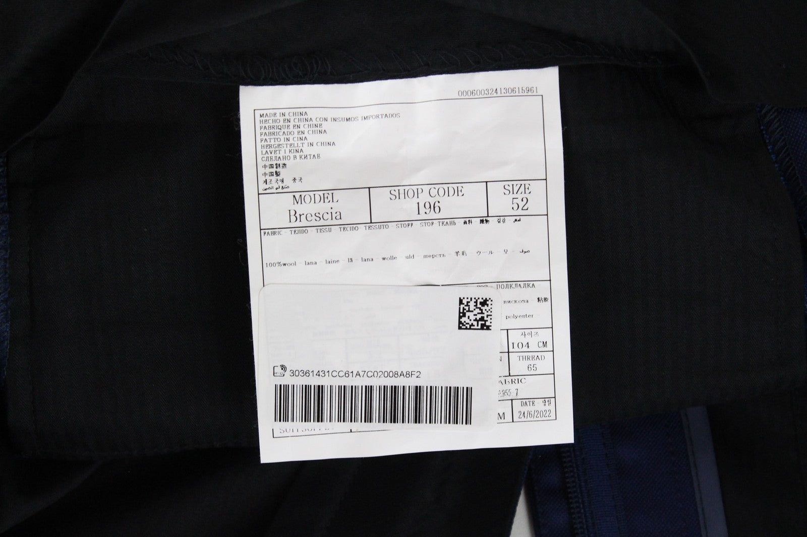 SUITSUPPLY Brescia Men's Trousers UK42 Slim Wool Twill Blue Flat Front Formal