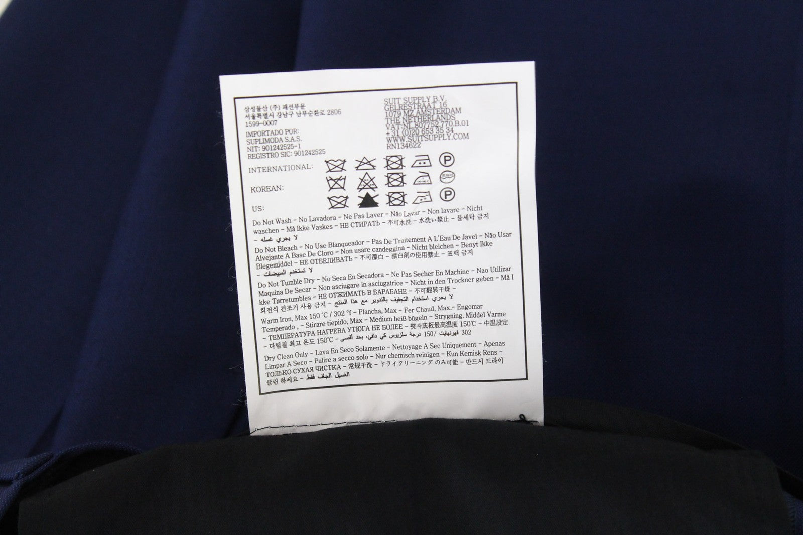 SUITSUPPLY Brescia Men's Trousers UK42 Slim Wool Twill Blue Flat Front Formal