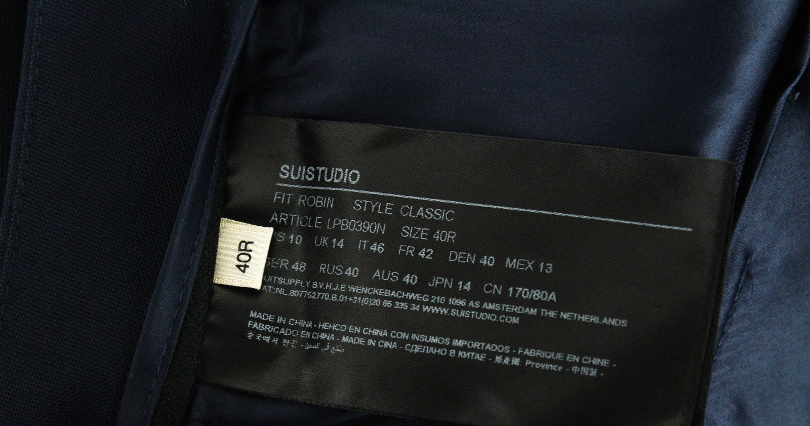 SUISTUDIO Robin moteriškos kelnės UK14 plonos mėlynos vilnonės plokščio priekio oficialios 