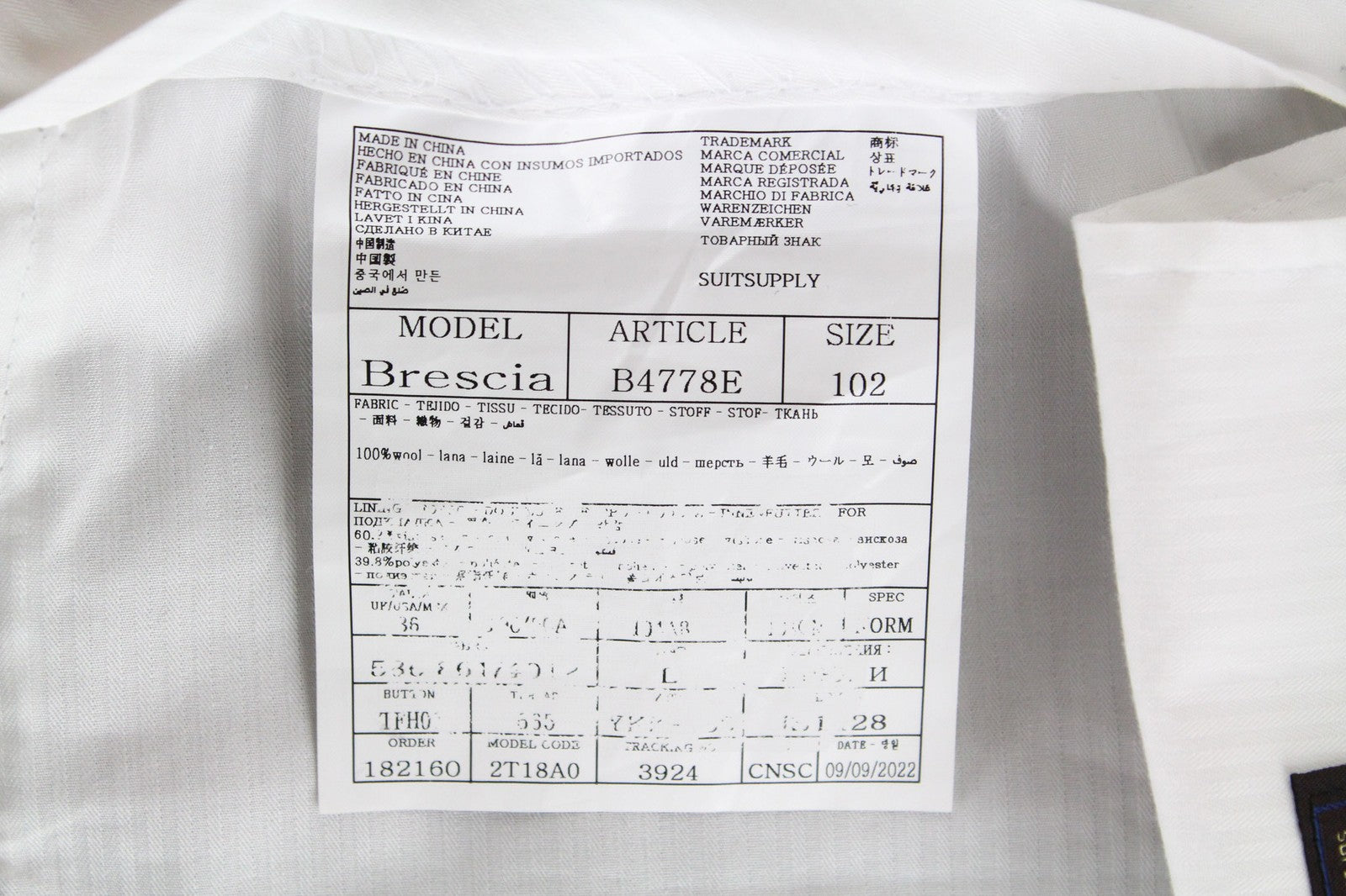 SUITSUPPLY Brescia Men's Trousers UK36 Slim Wool S110 Blue Flat Front Formal