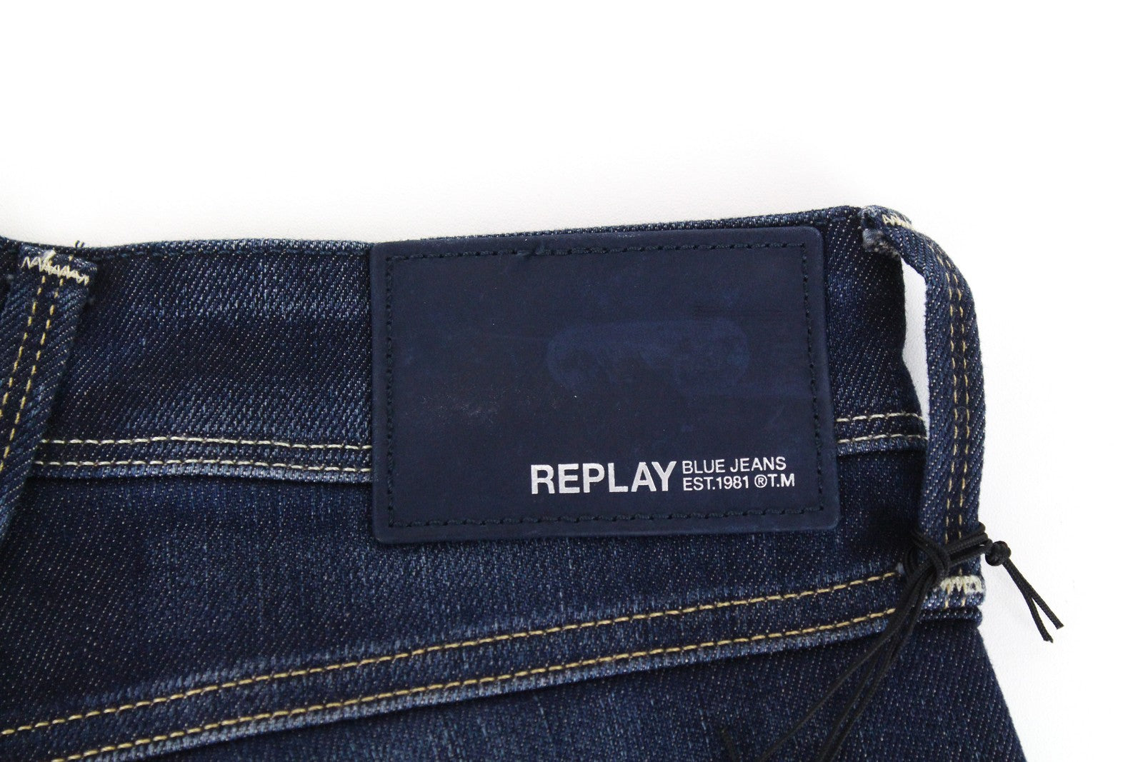 REPLAY Anbass Men's Jeans W30/L34 Dark Blue Slim Zip-Fly Ice Blast Stretch