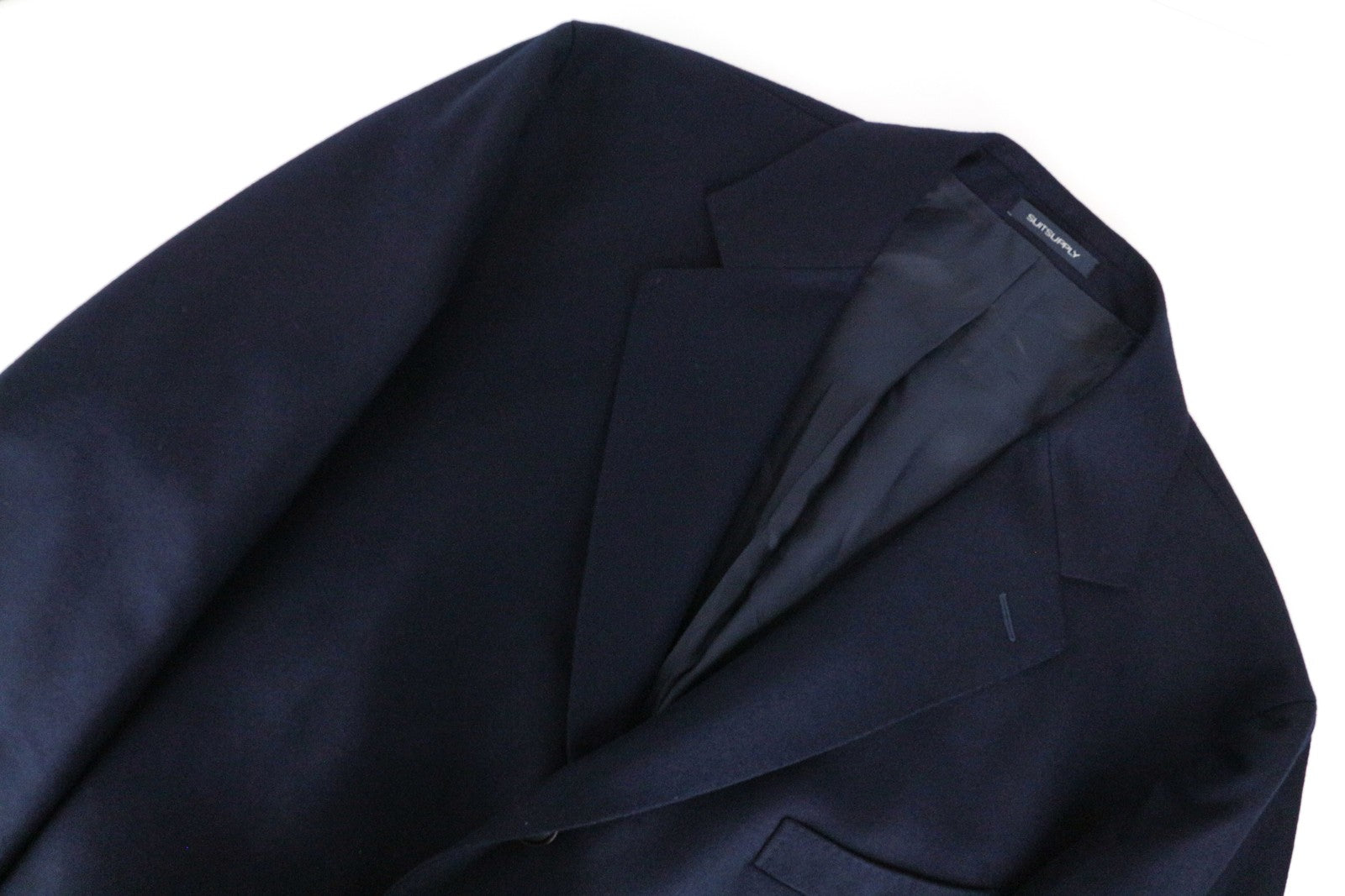 „SUITSUPPLY Vicenza“ vyriškas paltas, UK54R, tamsiai mėlynas, vilnonis, vieneilis, vidutinio ilgio paltas 