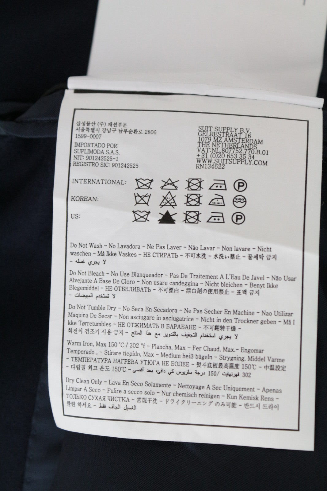 „SUITSUPPLY Vicenza“ vyriškas paltas, UK54R, tamsiai mėlynas, vilnonis, vieneilis, vidutinio ilgio paltas 