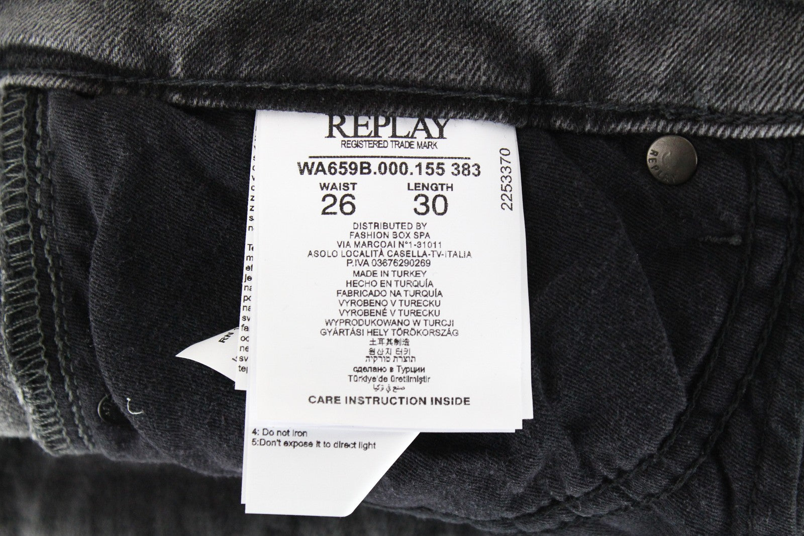 REPLAY Women's Jeans W26/L30 Mid-Grey Skinny Biker Stretch Denim Chained