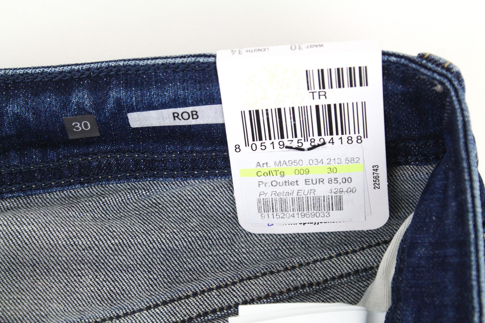 REPLAY Rob Men's Jeans W30/L34 Blue Straight Taper Stretch Zip-Fly Classic