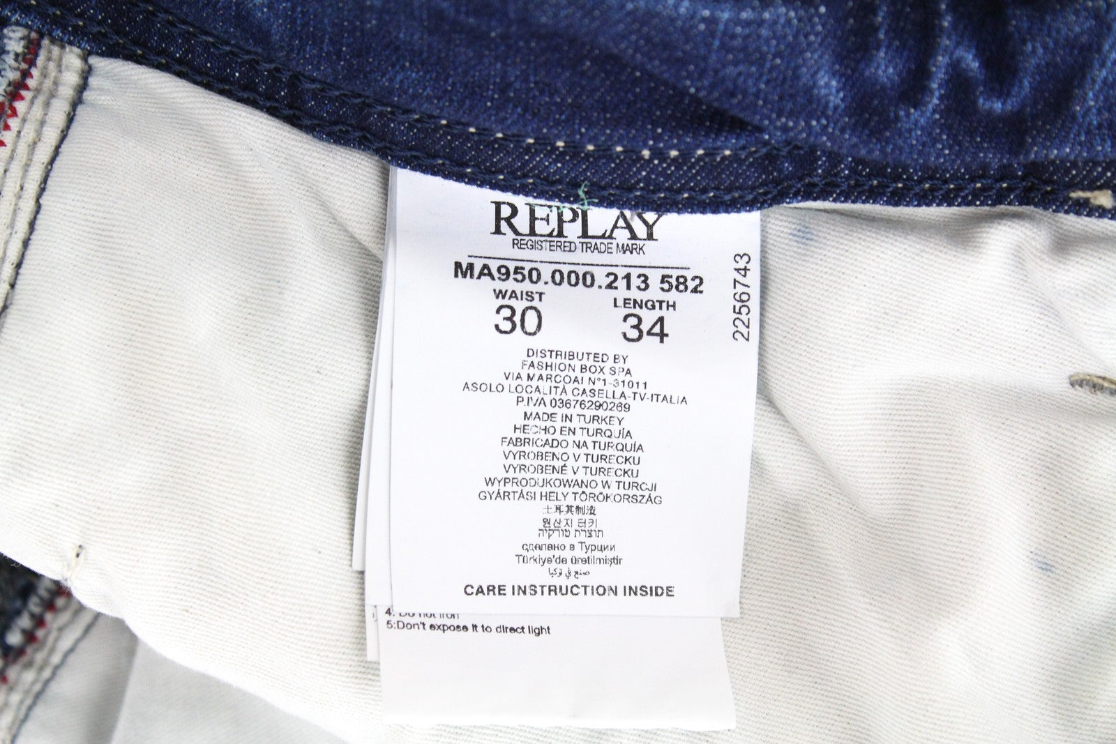 REPLAY Rob Men's Jeans W30/L34 Blue Straight Taper Stretch Zip-Fly Classic