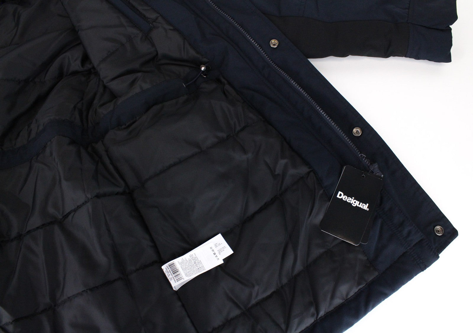 DESIGUAL Ernesto vyriška striukė 2XL mėlyna su gobtuvu ir pamušalu 