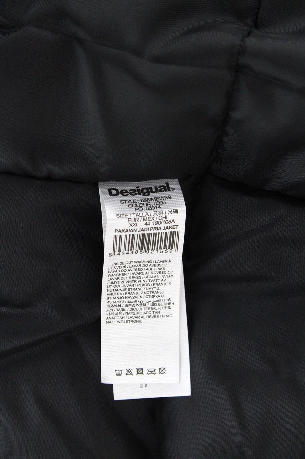 DESIGUAL Ernesto vyriška striukė 2XL mėlyna su gobtuvu ir pamušalu 