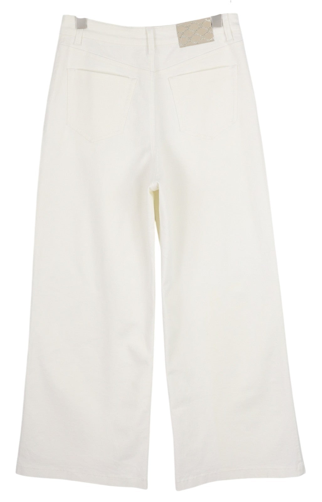 LIU JO Flare Frog moteriški džinsai W28 aukštu juosmeniu plačių klešnių užtrauktuku šviesiai balti 