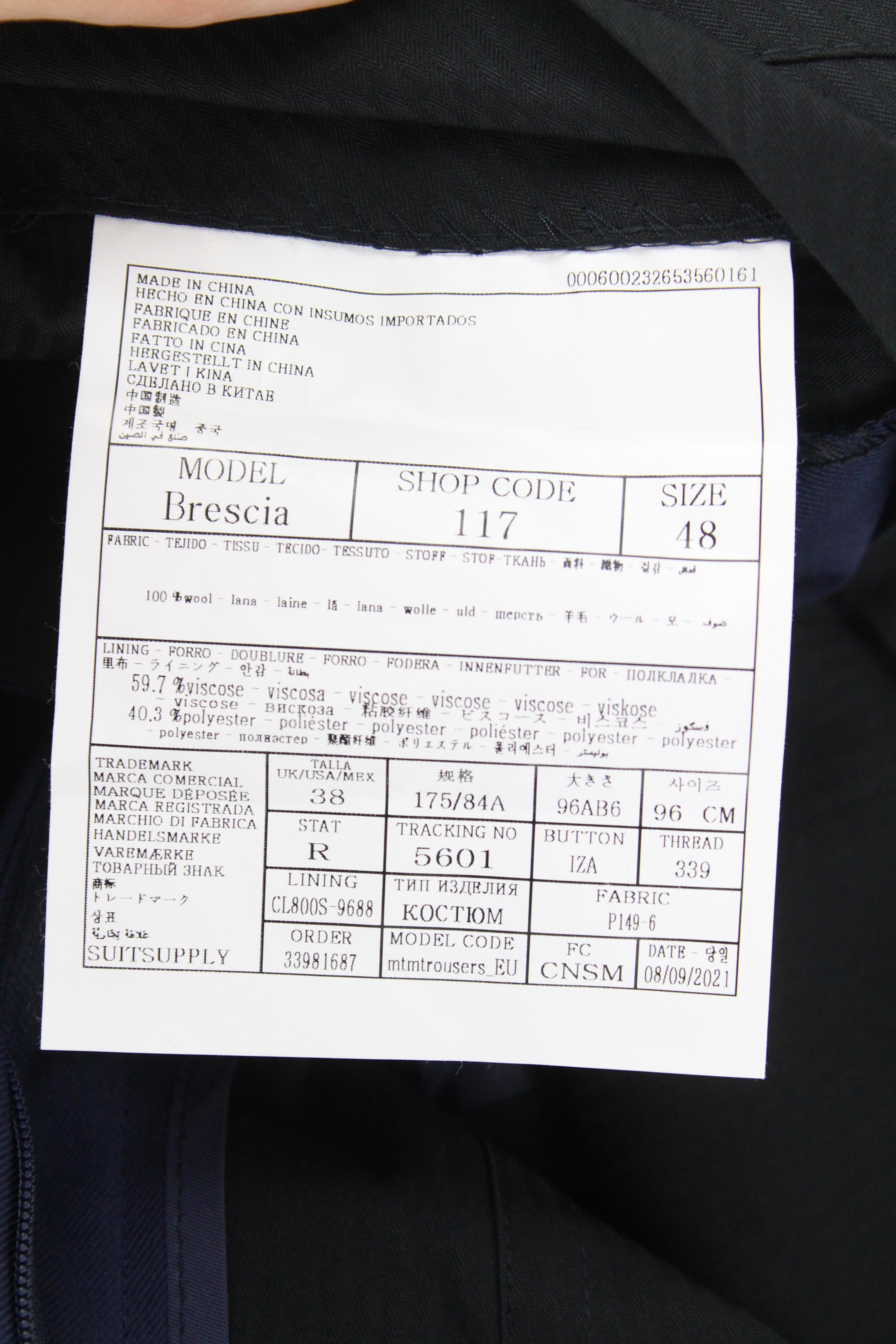 SUITSUPPLY La Spalla vyriškas kostiumas UK40R mėlynas vilnonis dviejų dalių pamušalu kostiumas 