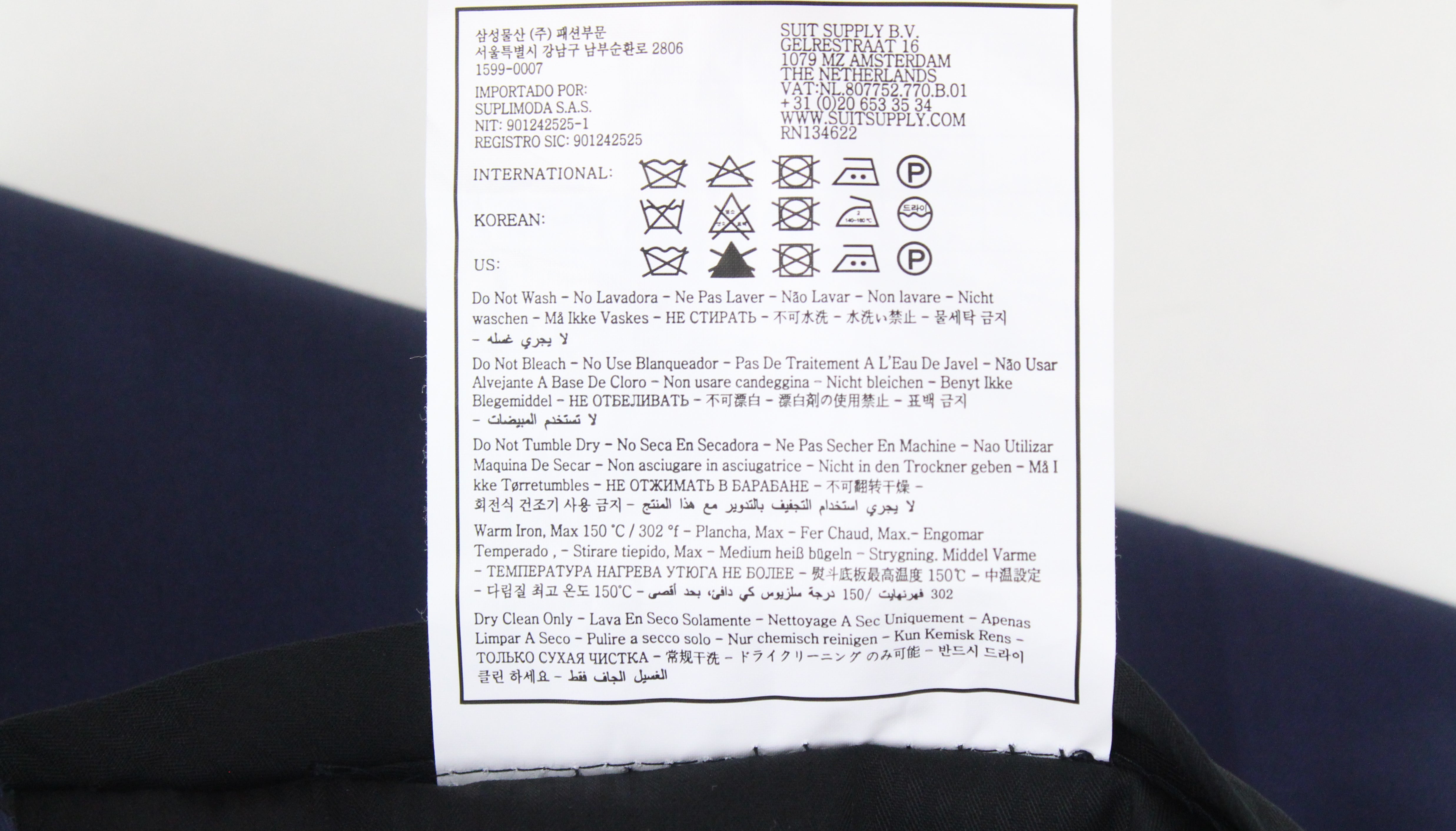 SUITSUPPLY La Spalla vyriškas kostiumas UK40R mėlynas vilnonis dviejų dalių pamušalu kostiumas 