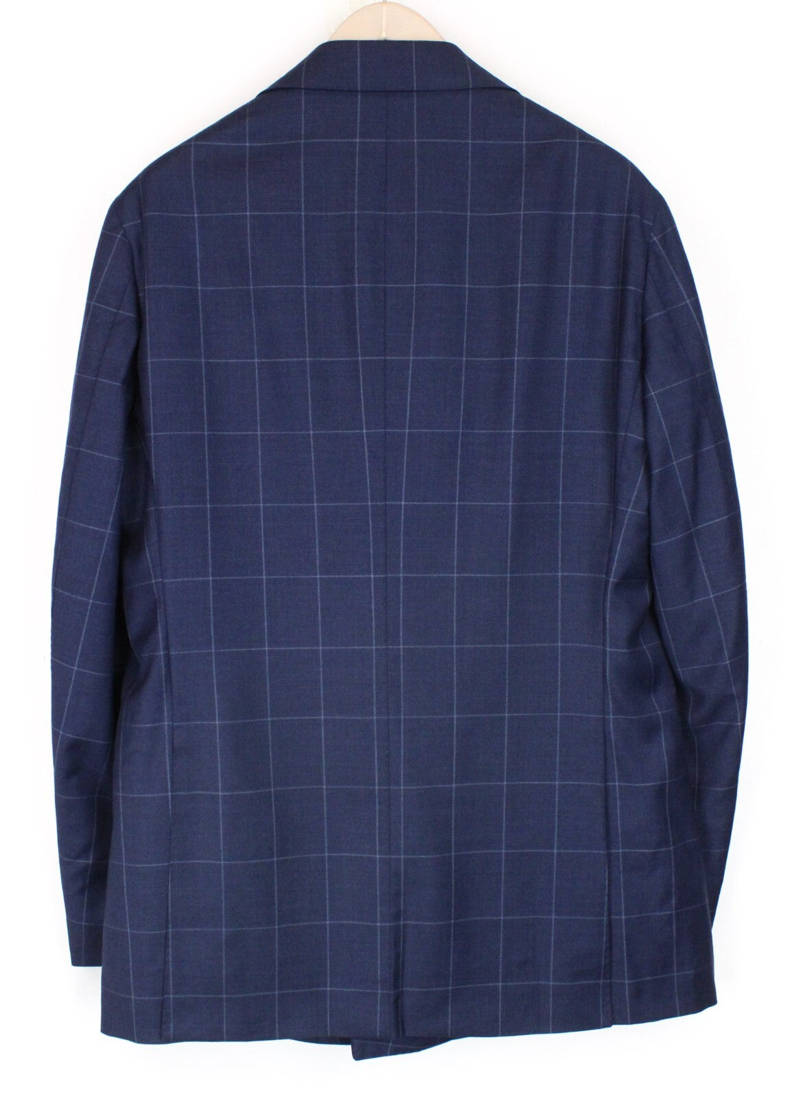 SUITSUPPLY Soho vyriškas dviejų dalių kostiumas, UK44L, mėlynas, vilnonis, dvieilis, languotas 