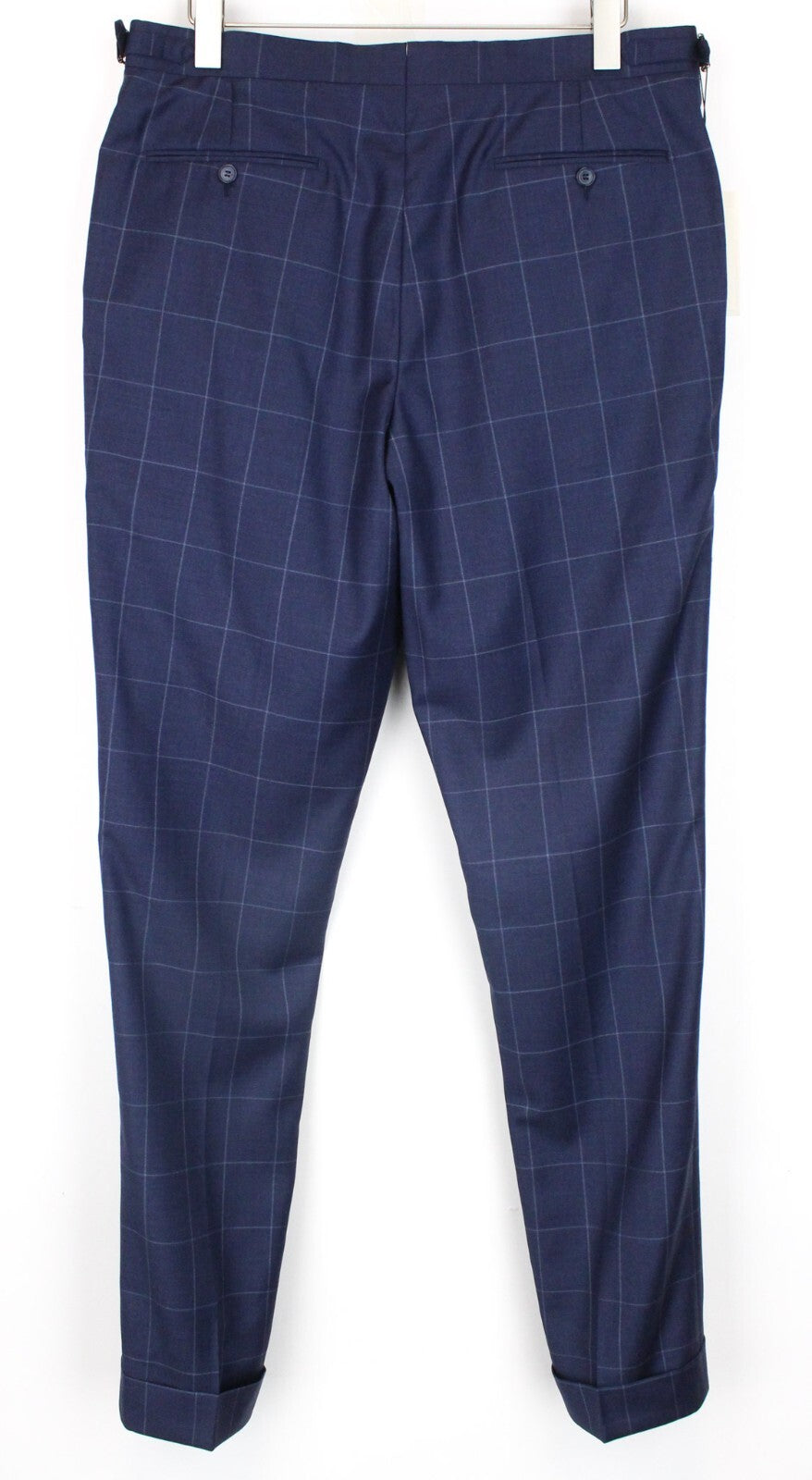 SUITSUPPLY Soho vyriškas dviejų dalių kostiumas, UK44L, mėlynas, vilnonis, dvieilis, languotas 
