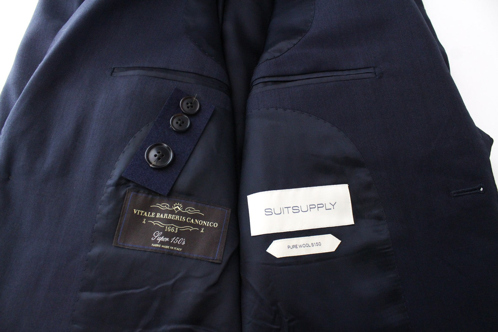 SUITSUPPLY Lazio La Spalla Men's Suit UK34R Blue Navy Slim Wool 3 Piece