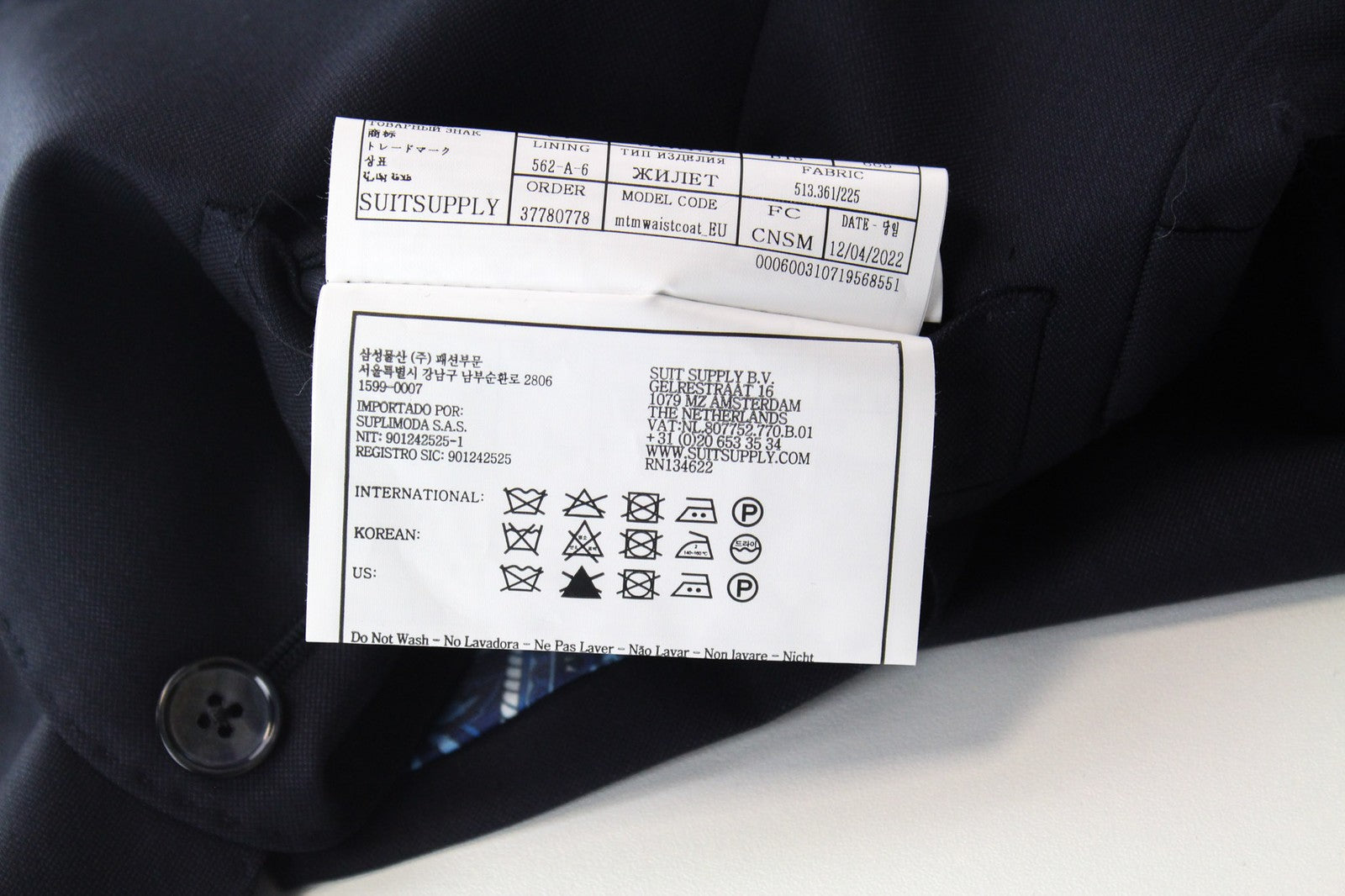 SUITSUPPLY Lazio La Spalla Men's Suit UK34R Blue Navy Slim Wool 3 Piece