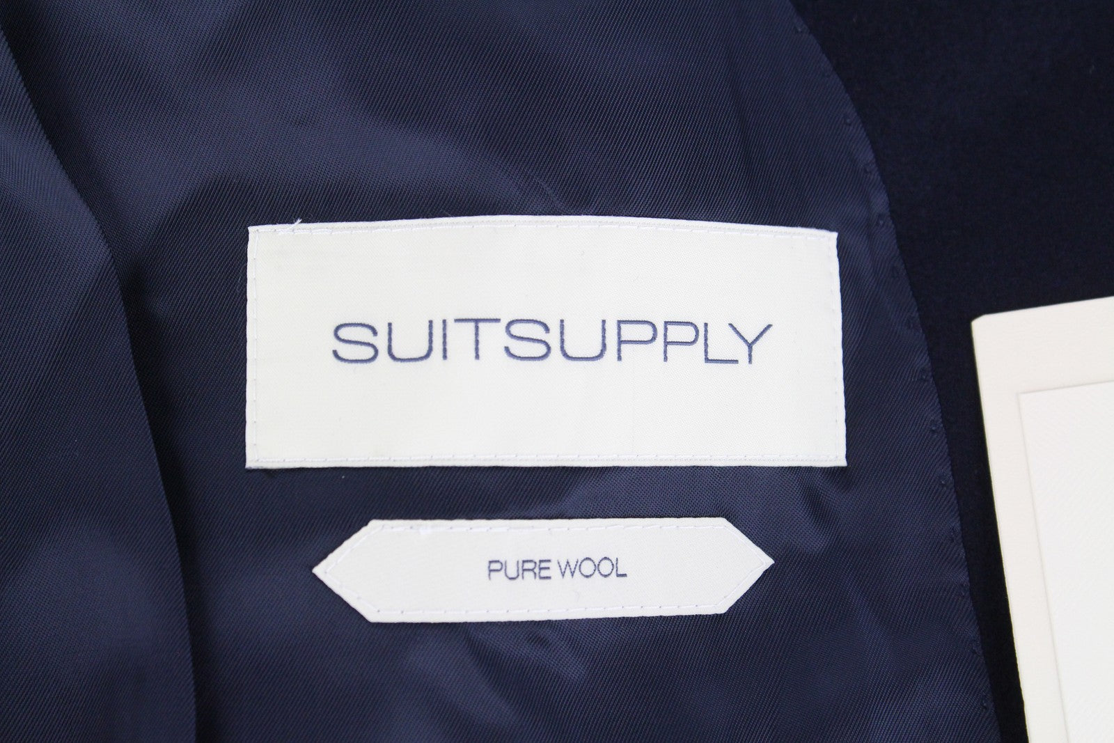 „SUITSUPPLY Vicenza“ vyriškas paltas, UK34R, mėlynas, vilnonis, vieneilis, su pamušalu 