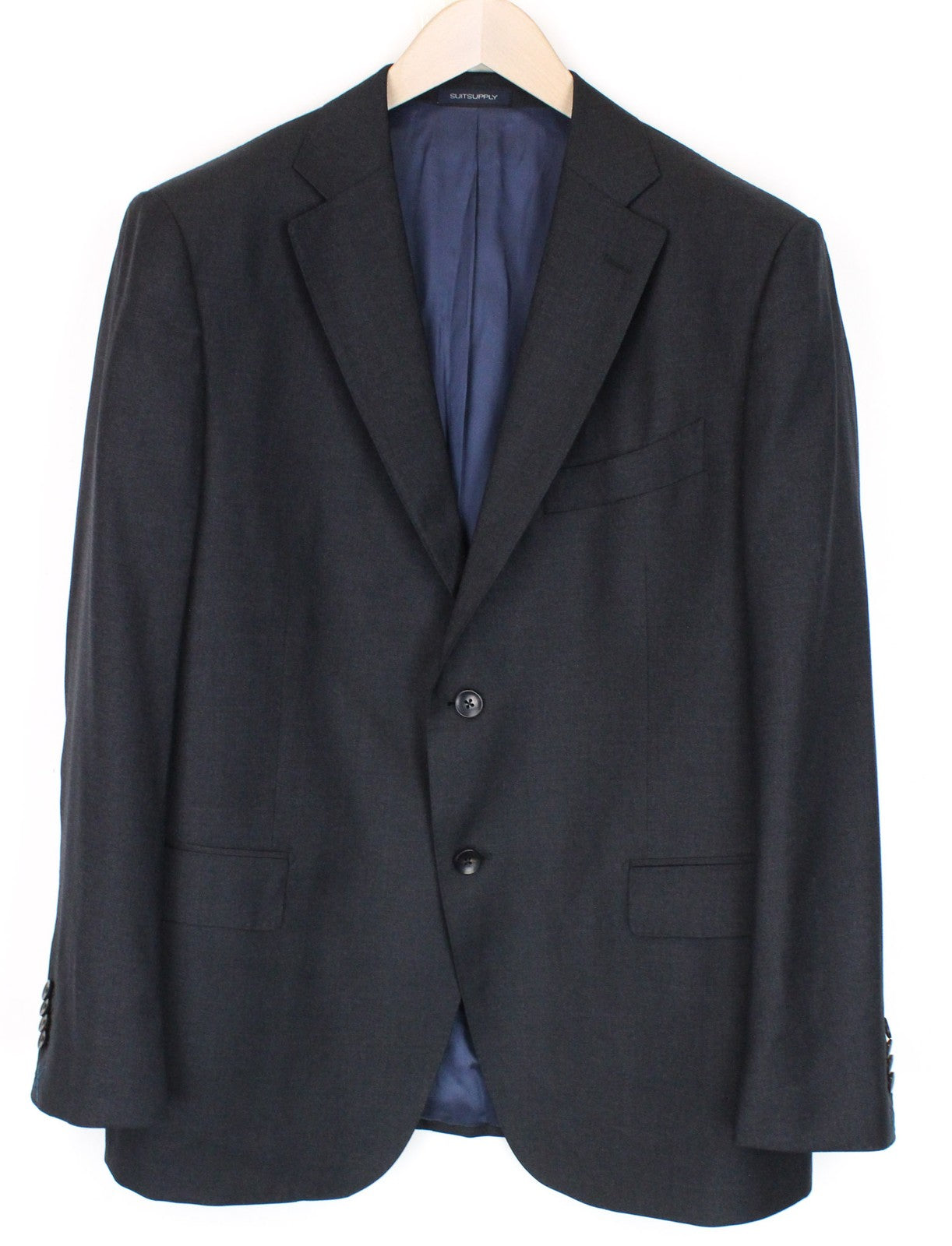 SUITSUPPLY Napoli vyriškas kostiumas UK46S mėlynas su vilnoniu pamušalu, klasikinis, dviejų dalių 