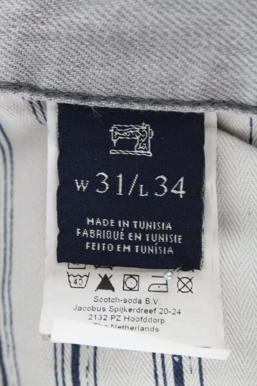 SCOTCH &amp; SODA Dean vyriški pilki laisvi, siaurėjantys medvilniniai džinsai W31/L34 