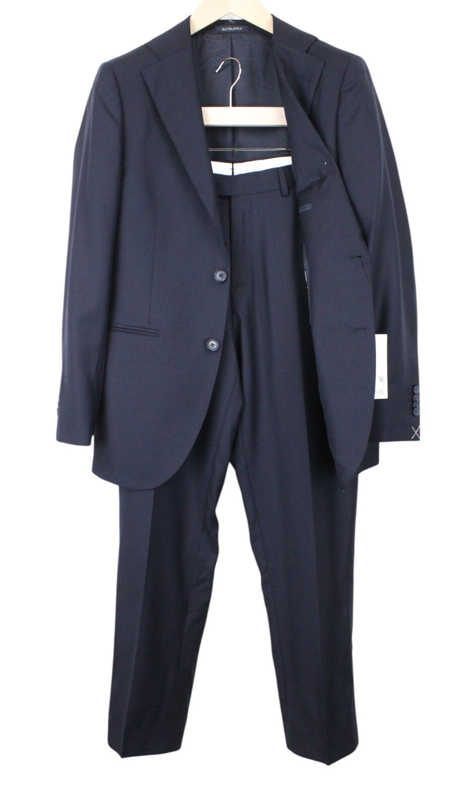 SUITSUPPLY La Spalla vyriškas kostiumas, UK36R, mėlynas, vilnonis, dviejų dalių, klasikinio kirpimo