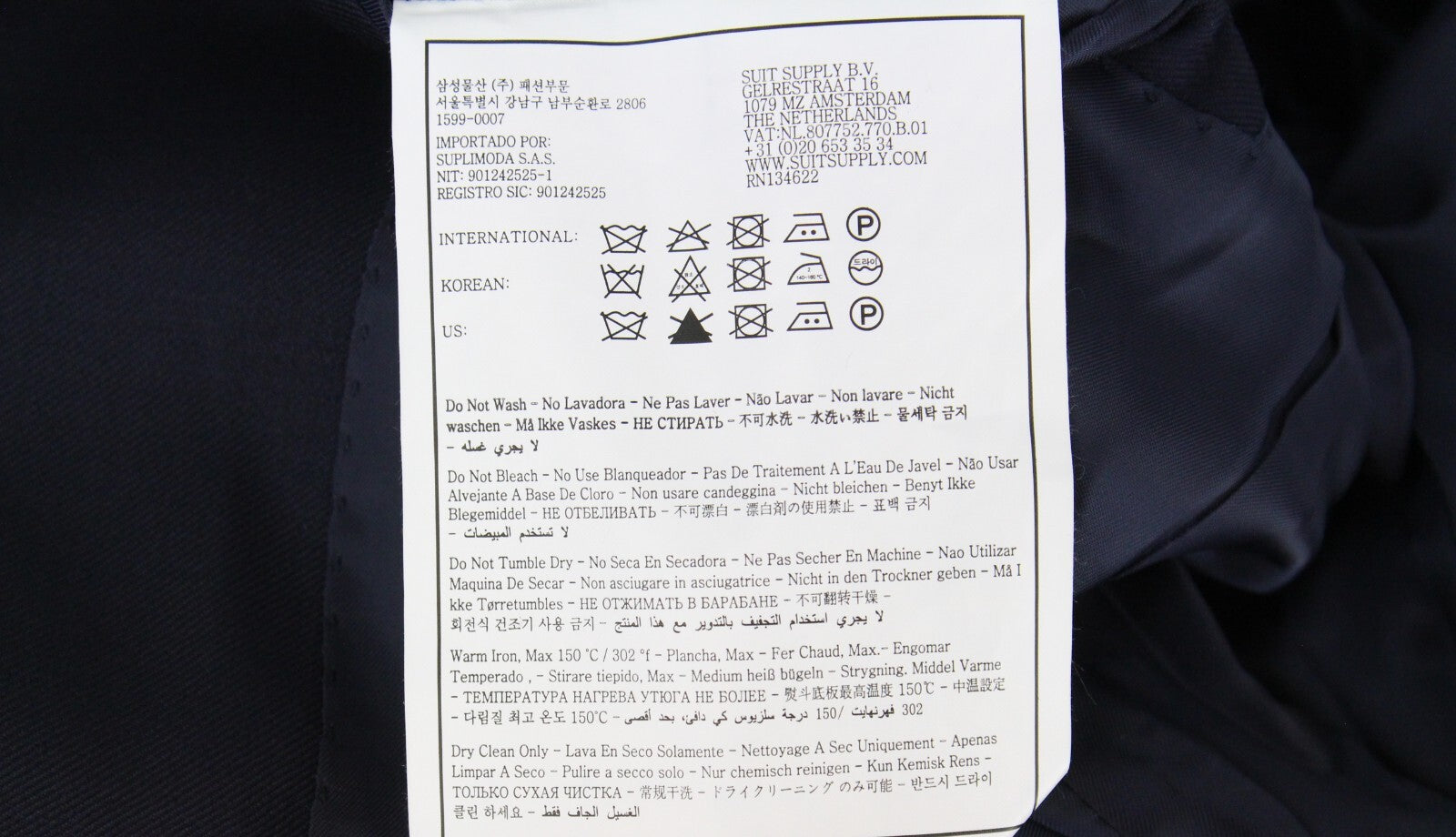 SUITSUPPLY La Spalla vyriškas kostiumas, UK36R, mėlynas, vilnonis, dviejų dalių, klasikinio kirpimo