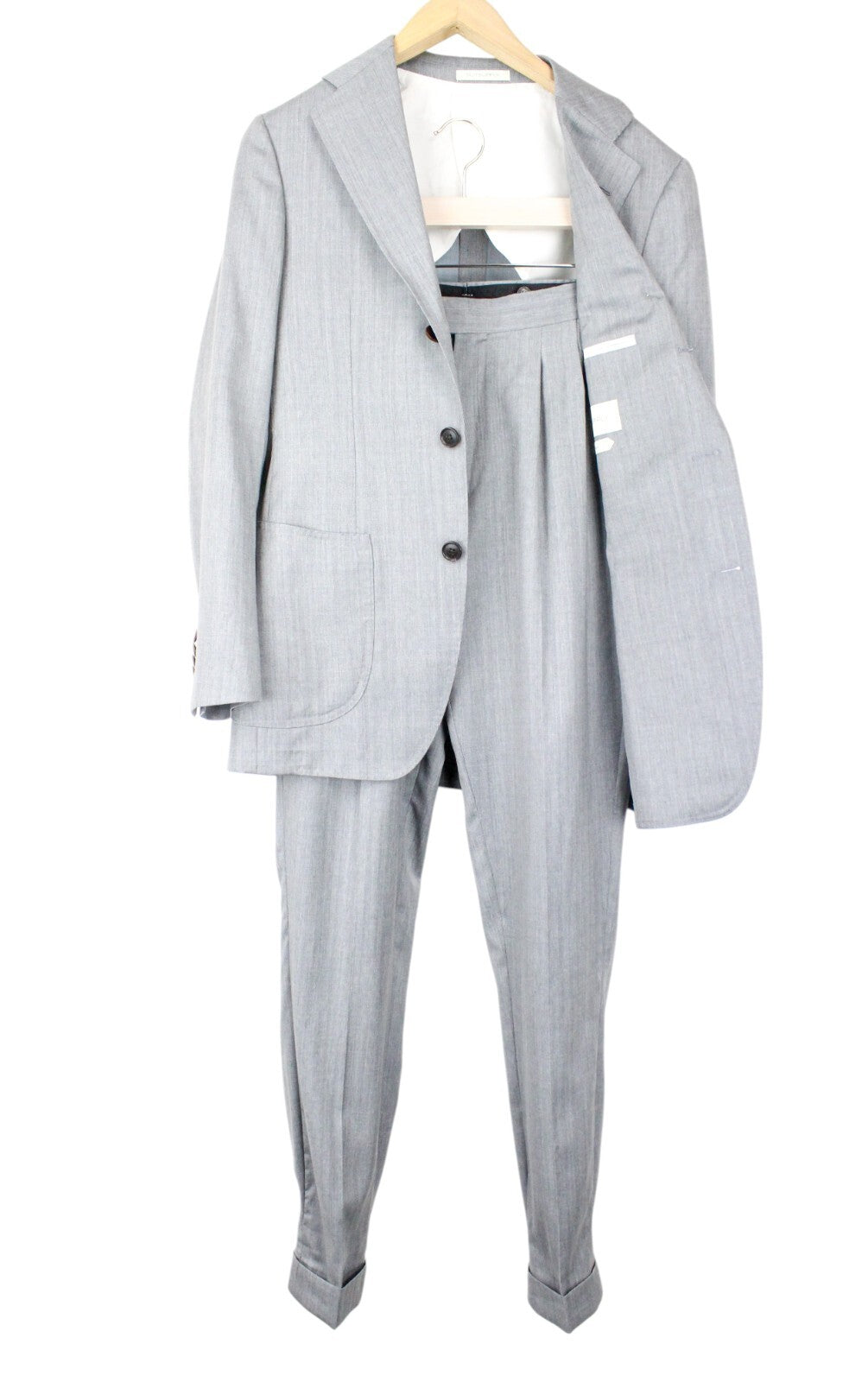 „SUITSUPPLY“ vyriškas kostiumas su „Havana Patch“ raštu, UK34R, pilkas, vilnonis, šilkinis, plonas, dviejų dalių 