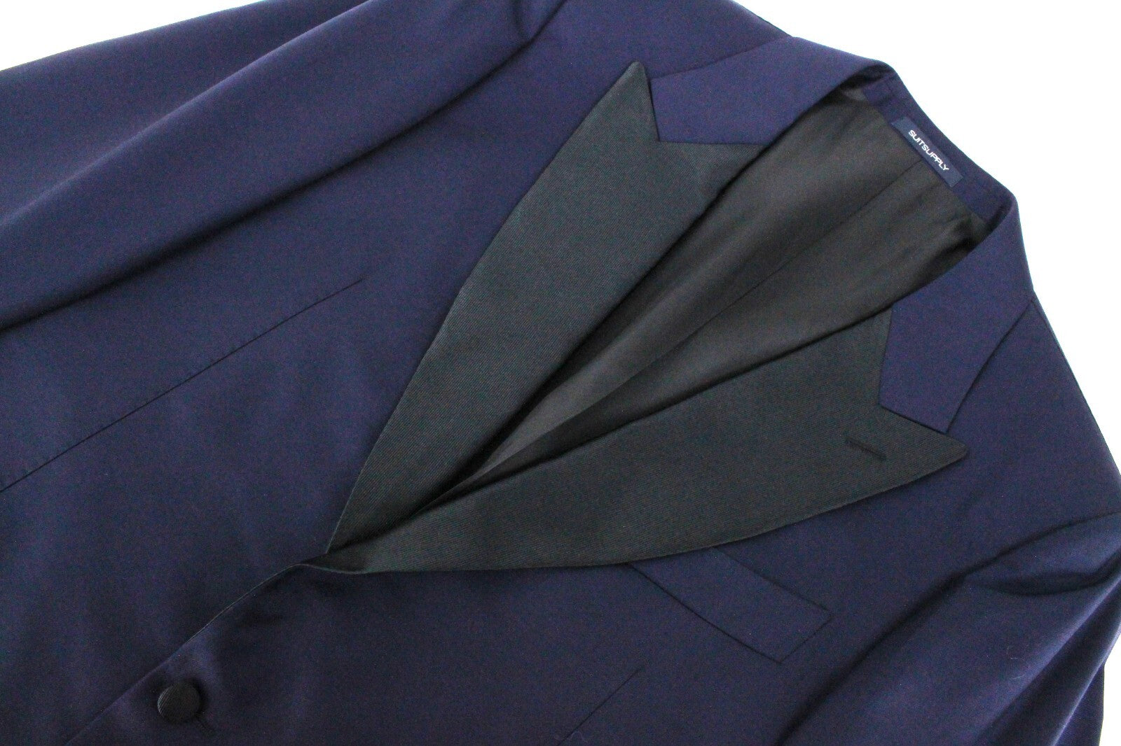 SUITSUPPLY Lazio smokingo vyriškas kostiumas UK42L mėlynas vilnonis plonas 3 dalių S130 