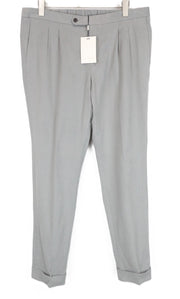 SUITSUPPLY Brescia Men's Trousers UK34R Grey Pleated Cotton Stretch