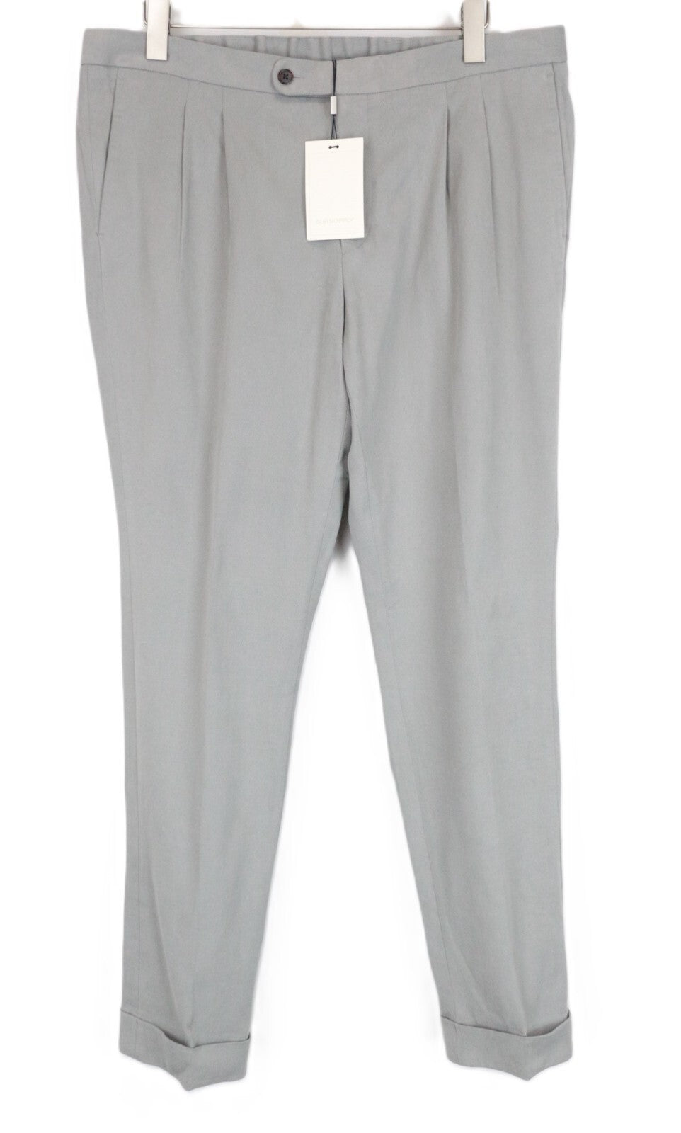 SUITSUPPLY Brescia Men's Trousers UK34R Grey Pleated Cotton Stretch