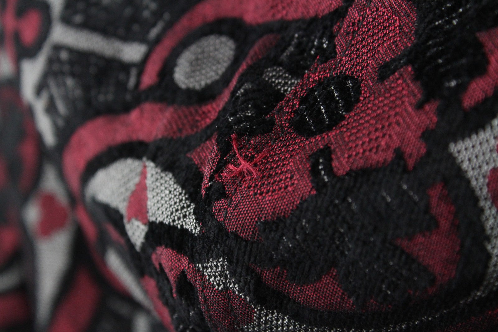 DESIGUAL Sagitario moteriškas paltas ~38 su gobtuvu, raudonas/pilkas, raštuotas užtrauktuku 