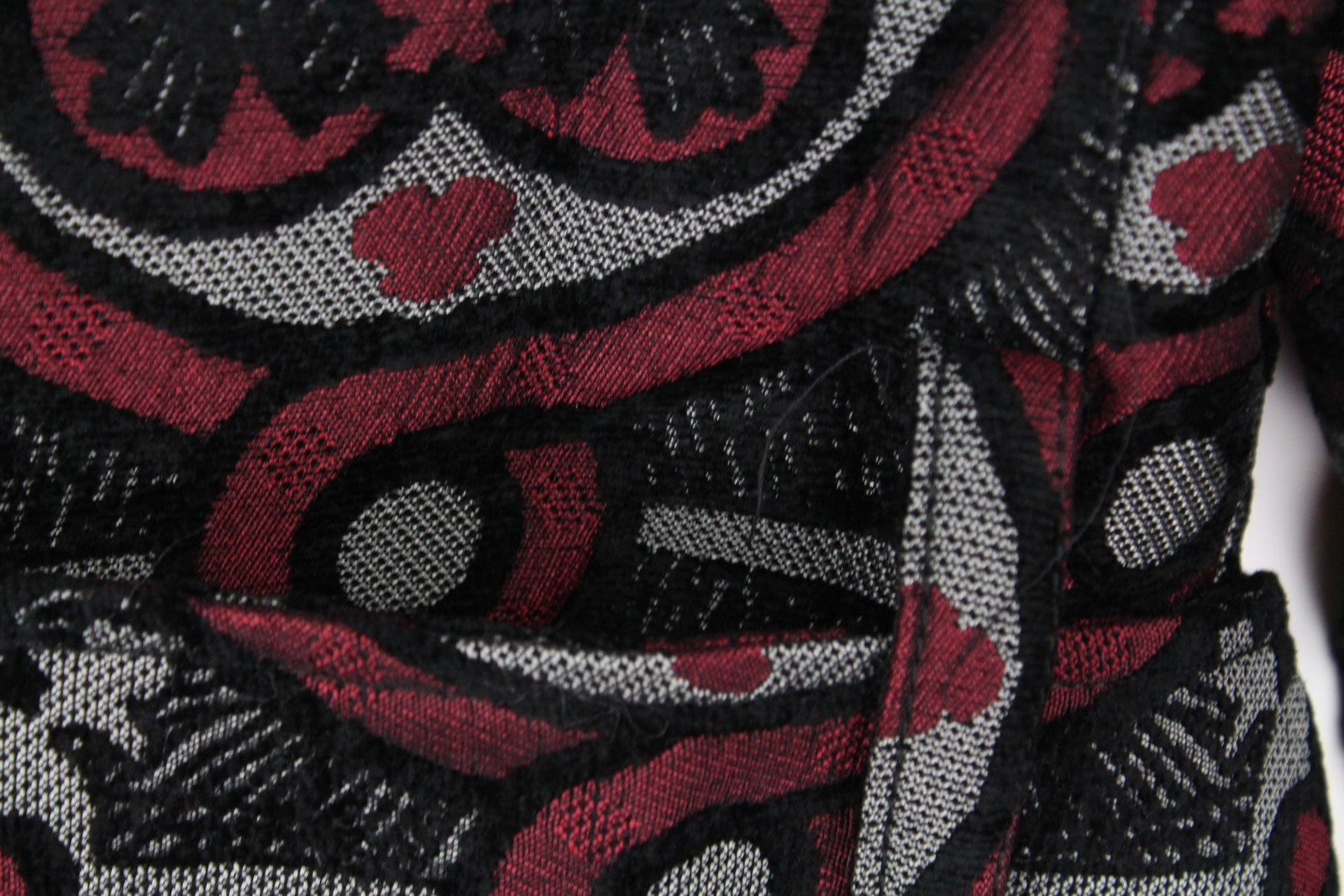 DESIGUAL Sagitario moteriškas paltas ~38 su gobtuvu, raudonas/pilkas, raštuotas užtrauktuku 