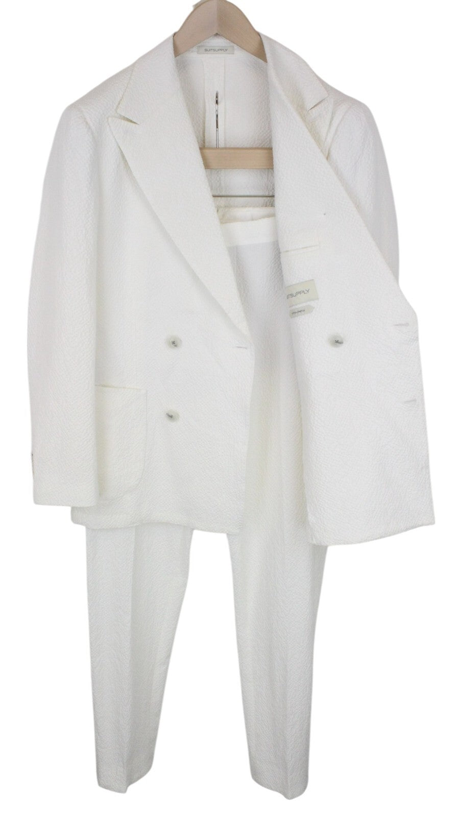 SUITSUPPLY Havana Men's Suit UK38R Off-White Stretch Slim Cotton 2-Piece Fit