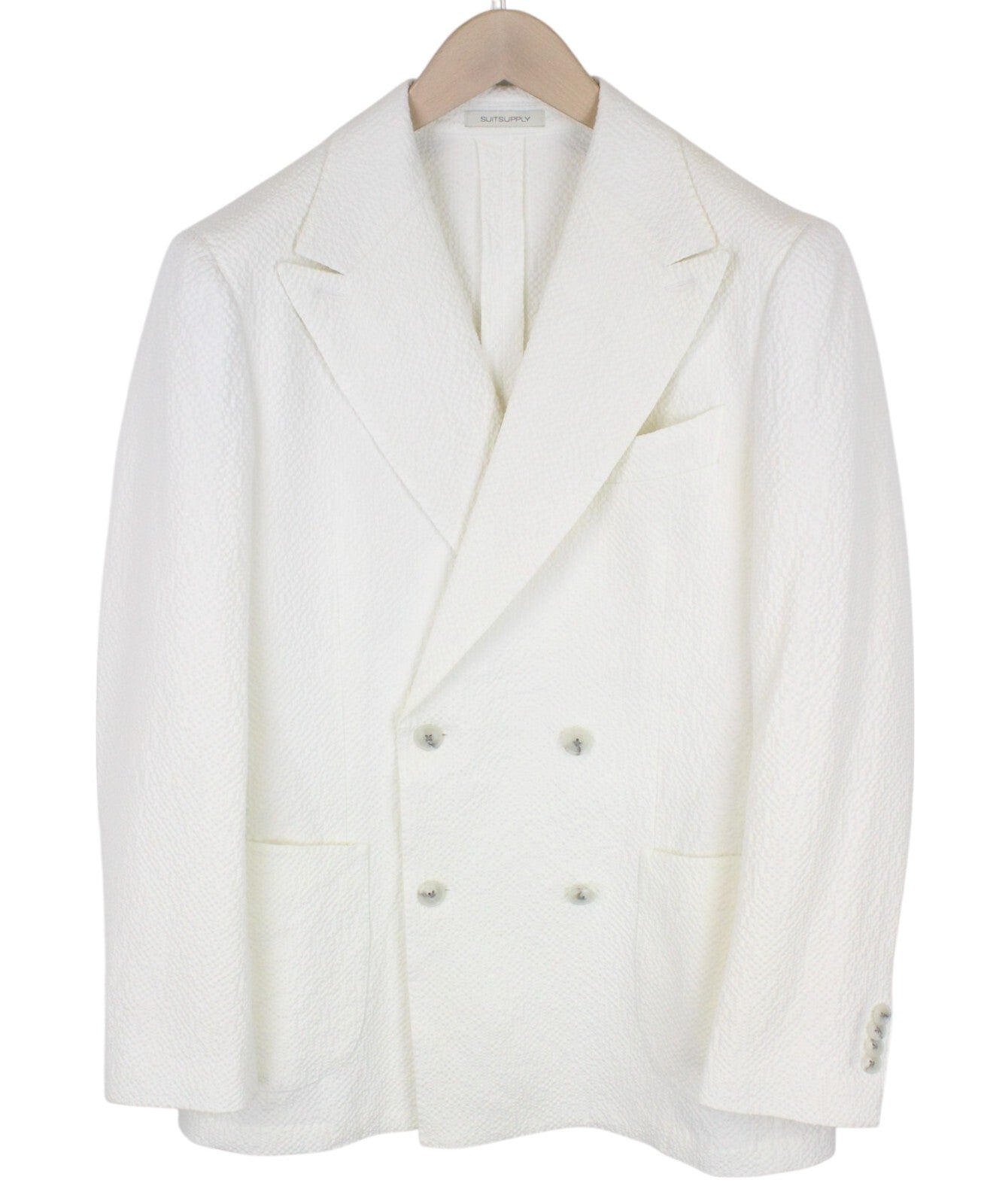 SUITSUPPLY Havana Men's Suit UK38R Off-White Stretch Slim Cotton 2-Piece Fit