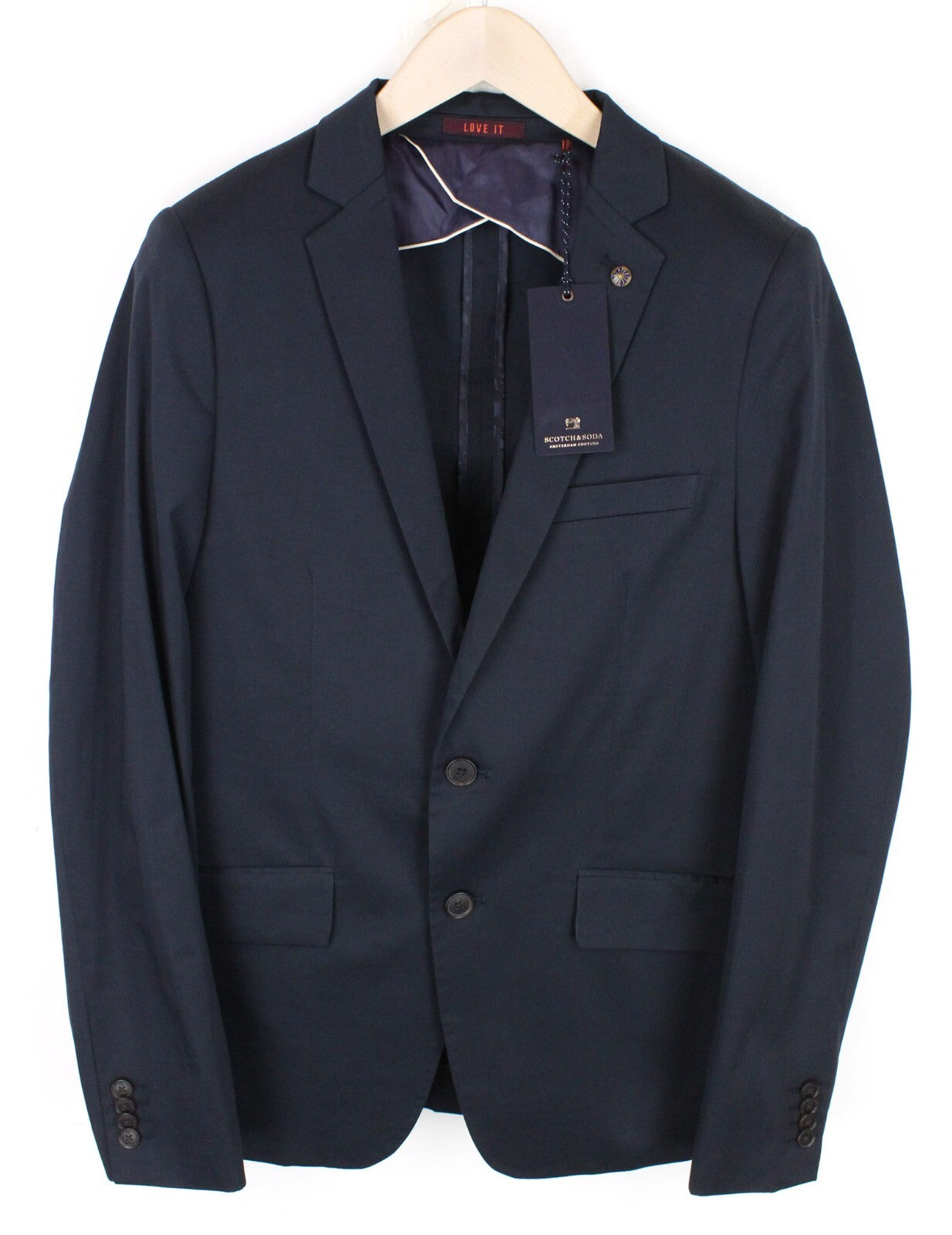 SCOTCH & SODA Ams Couture Men's Blazer L Blue Stretch Cotton Classic Formal Fit