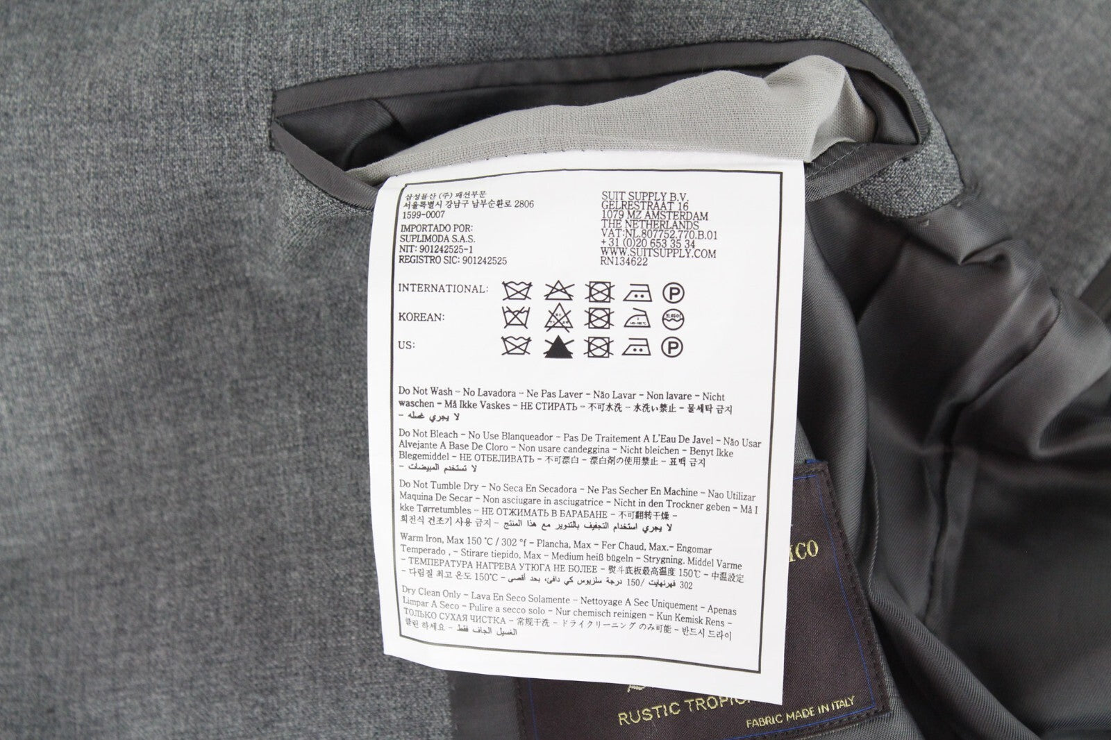 SUITSUPPLY Lazio Men's Suit UK40L Grey Wool Slim Melange Tropical 2-Piece Suit