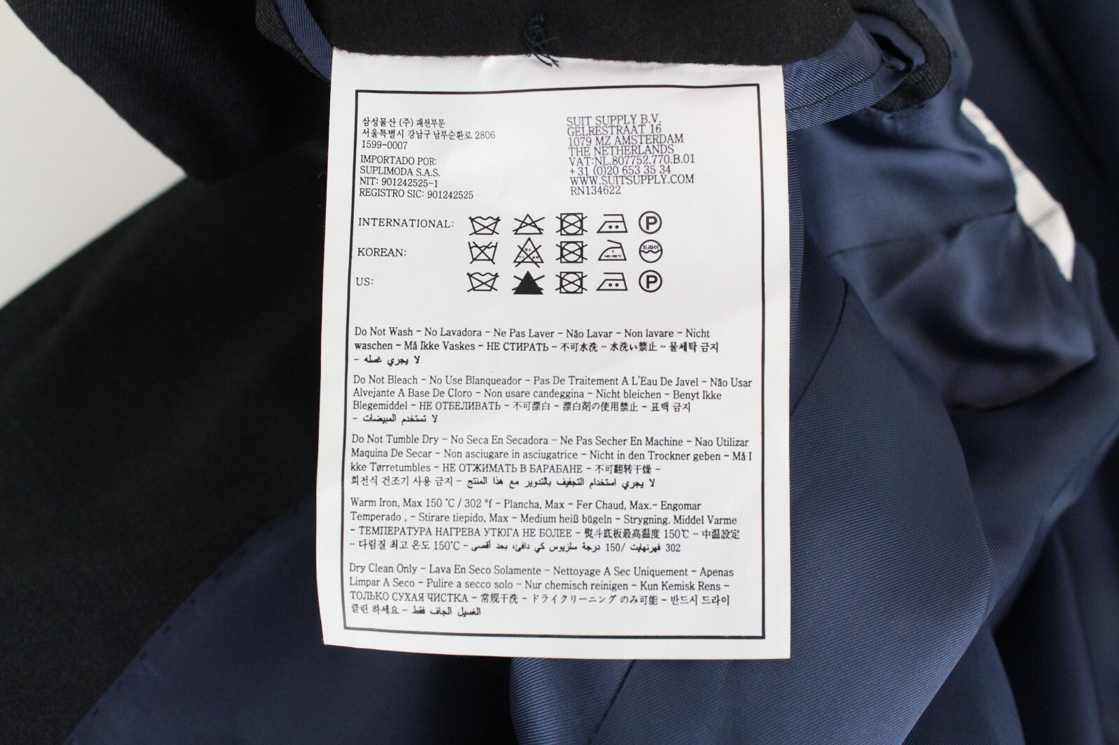 SUITSUPPLY Napoli Men's Suit UK40L Blue Melange Wool S110s 2-Piece Formal Set