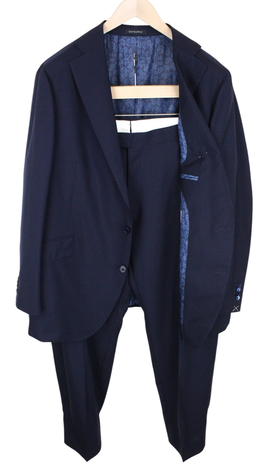 SUITSUPPLY La Spalla Men's Suit UK52S Blue Wool 2-Piece Slim Formal Classic Cut