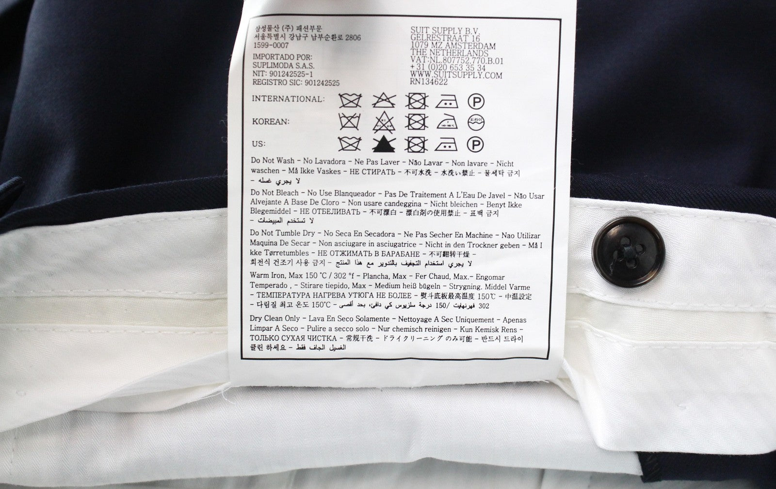 SUITSUPPLY La Spalla Men's Suit UK38S Blue Slim Fit S110s Wool Melange 2-Piece