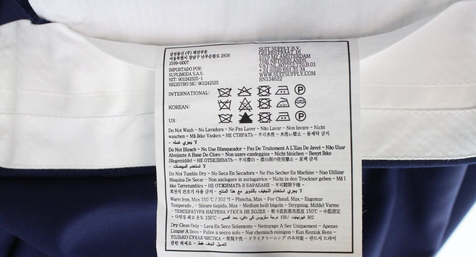 SUITSUPPLY La Spalla Men's Suit UK34R Blue Pure Wool Slim 2-Piece Perennial Fit